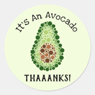 Avocado in Dots Runder Aufkleber