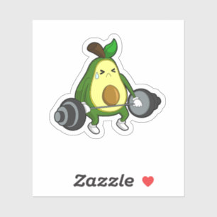Avocado in Fitness mit Barbell Aufkleber