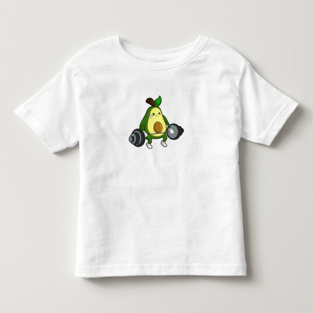 Avocado in Fitness mit Barbell Kleinkind T-shirt (Vorderseite)