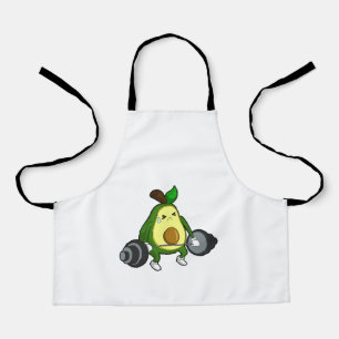 Avocado in Fitness mit Barbell Schürze