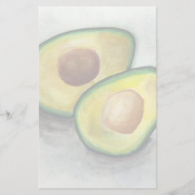 Avocado in Watercolor Briefpapier (Vorderseite)
