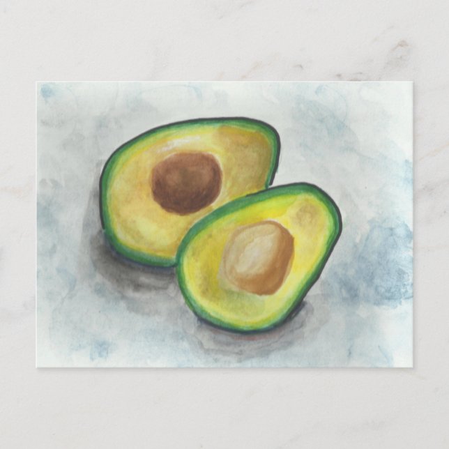 Avocado in Watercolor Postkarte (Vorderseite)