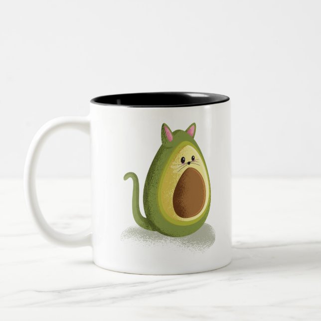 Avocado-Katze Zweifarbige Tasse (Links)