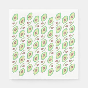 Avocado-Kerne Scheiben Obst Handgezeichnetes Muste Serviette