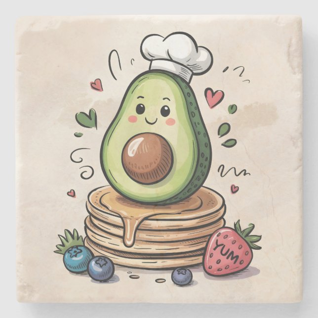 Avocado Koch Steinuntersetzer (Vorderseite)