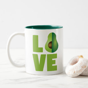 Avocado-Liebe-Nahrungsmittelveganes vegetarisches Zweifarbige Tasse