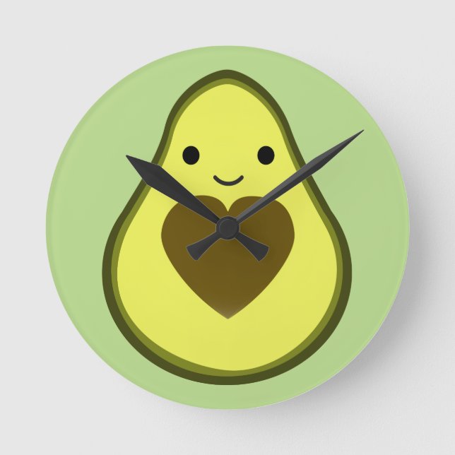Avocado Liebe Niedlich Avocado mit Herzstück Pit Runde Wanduhr (Vorderseite)