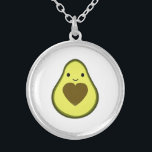 Avocado Liebe Niedlich Avocado mit Herzstück Pit Versilberte Kette<br><div class="desc">Avocado Liebe niedlich kawaii avocado mit einem Hörgrube.</div>