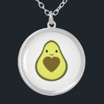 Avocado Liebe Niedlich Avocado mit Herzstück Pit Versilberte Kette<br><div class="desc">Avocado Liebe niedlich kawaii avocado mit einem Hörgrube.</div>