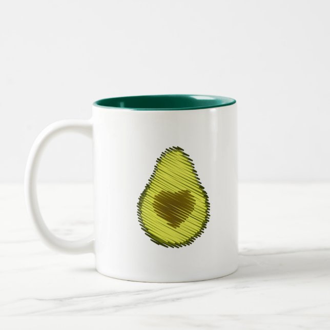 Avocado Liebe Scribble Zweifarbige Tasse (Links)