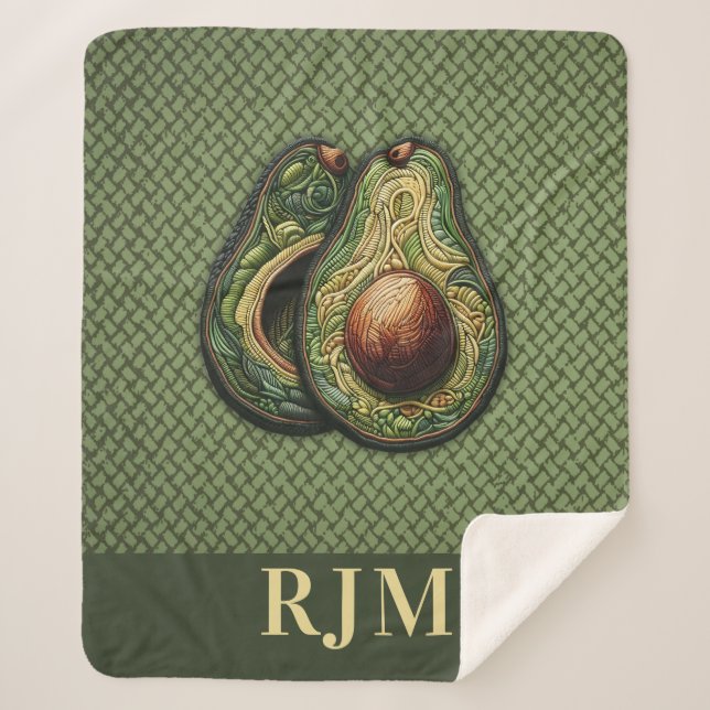 Avocado Lover Imitats Stickerei Sherpadecke (Vorderseite)