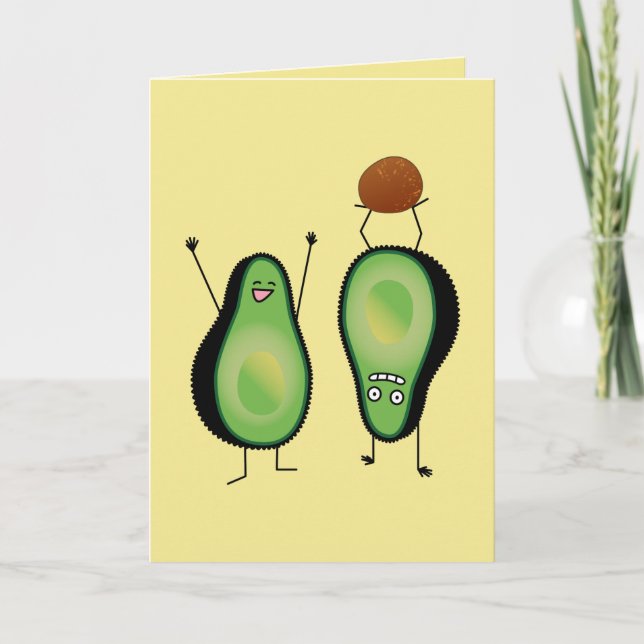 Avocado lustige jubelnde Handstand grüne Grube Dankeskarte (Vorderseite)