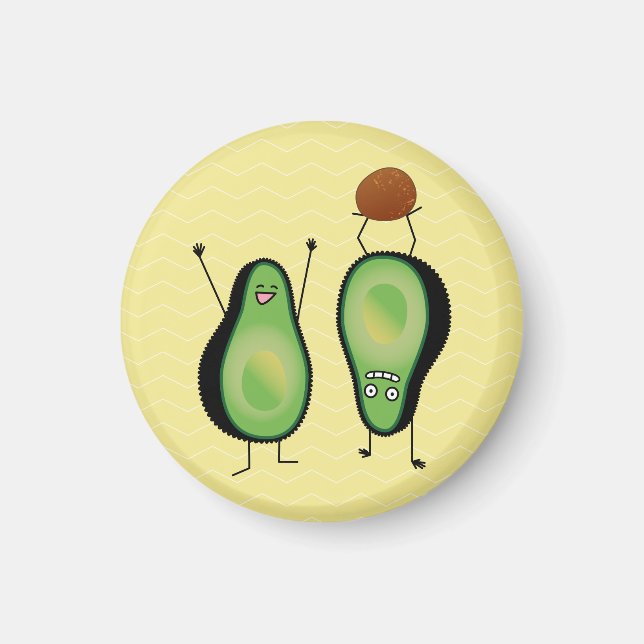 Avocado lustige jubelnde Handstand grüne Grube Magnet (Vorne)