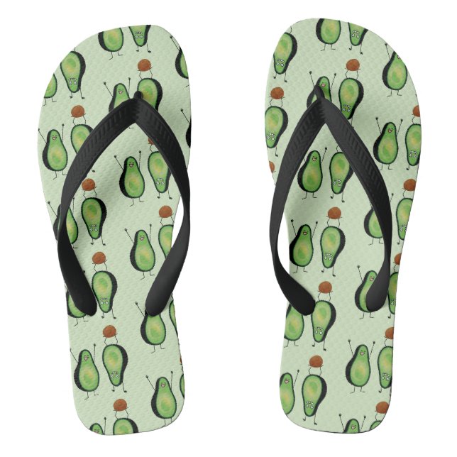 Avocado lustige zujubelnde grüne Grube Handstand Flip Flops (Fußbett)