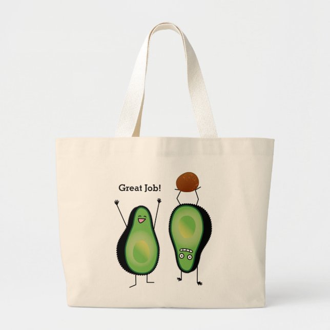 Avocado lustige zujubelnde grüne Grube Handstand Jumbo Stoffbeutel (Vorne)