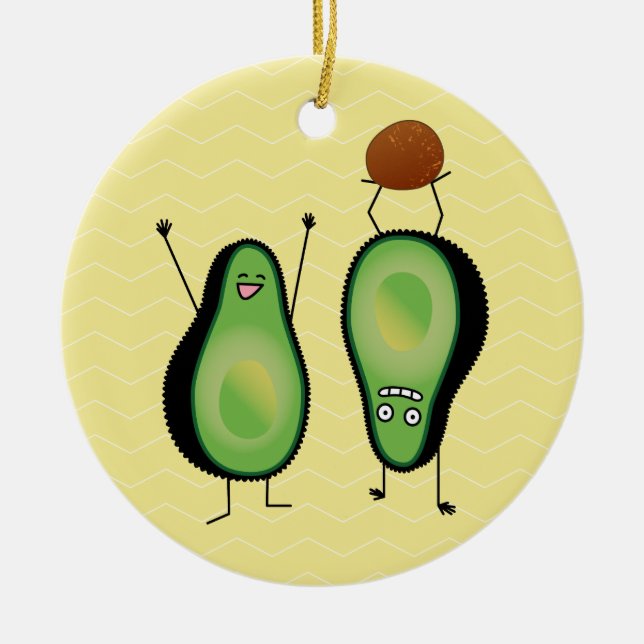 Avocado lustige zujubelnde grüne Grube Handstand Keramik Ornament (Vorne)