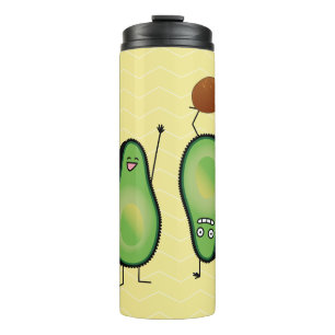 Avocado lustige zujubelnde grüne Grube Handstand Thermosbecher