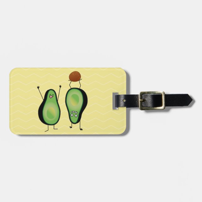 Avocado lustiges Beisammensein Handstand Grün Grub Gepäckanhänger (Vorderseite horizontal)