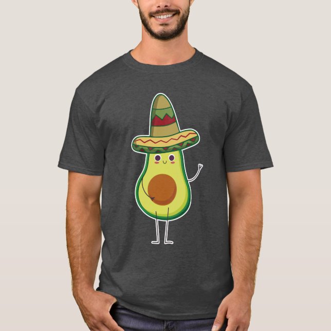 Avocado Mexikanisch mit Sombrero Mexicano Niedlich T-Shirt (Vorderseite)
