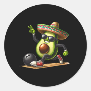 Avocado mit Bowling-Kompetenzen Cinco De Mayo Funn Runder Aufkleber
