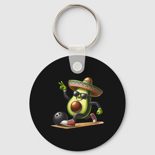 Avocado mit Bowling-Kompetenzen Cinco De Mayo Funn Schlüsselanhänger (Vorderseite)