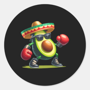 Avocado mit Boxfähigkeiten Cinco De Mayo Funny Runder Aufkleber