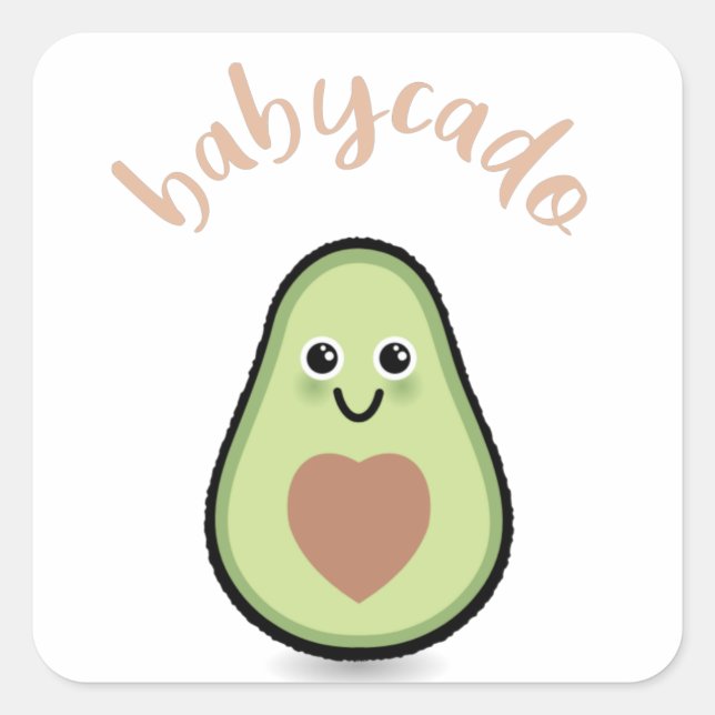 Avocado mit Herz Babycado für ein Baby Quadratischer Aufkleber (Vorderseite)