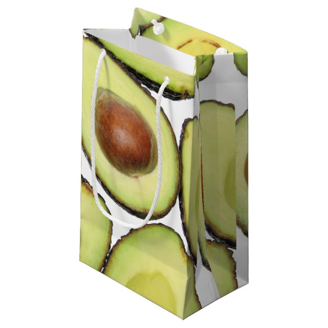 Avocado-Muster Kleine Geschenktüte (Vorderseite Schrägansicht)