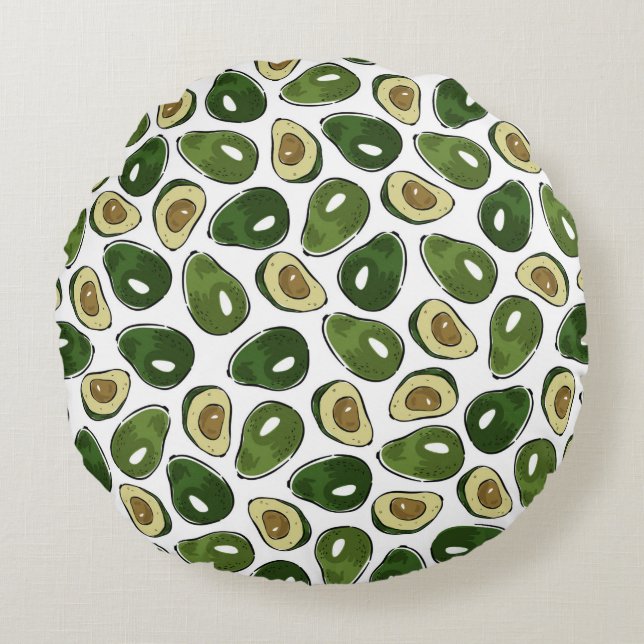 Avocado-Muster Rundes Kissen (Vorderseite)