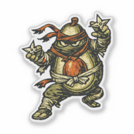 Avocado Ninja — Lustiger Fruchtkrieger Retro-Japan Aufkleber