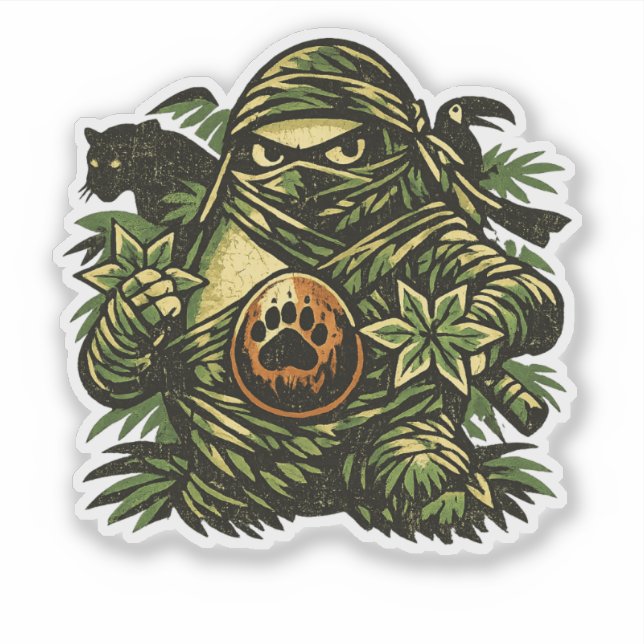 Avocado Ninja – Schatten des Dschungels  Aufkleber (Vorderseite)