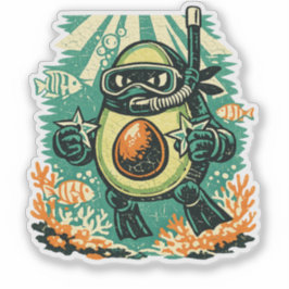 Avocado-Ninja-Snorkler — Vintage-Sommer-Ozean Aufkleber