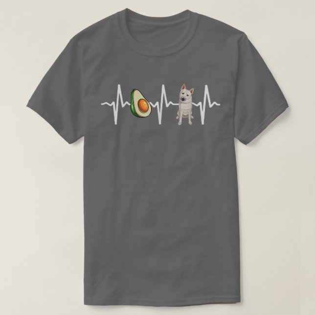 Avocado Norwegian Buhund Heartbeat Dog Lover T-Shirt (Design vorne)