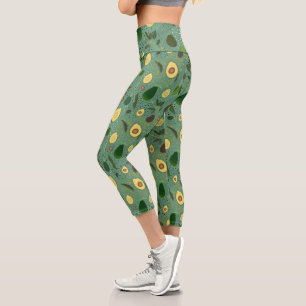 Avocado Party Pattern Capri Leggings