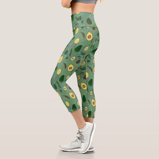 Avocado Party Pattern Capri Leggings (Links)
