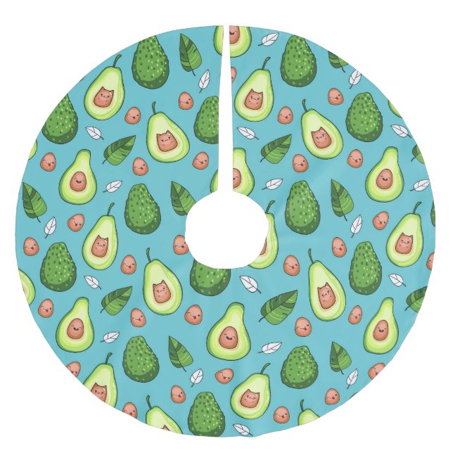 Avocado Pattern Brushed Polyester Tree Skirt Weihnachtsbaumdecke (Vorderseite)
