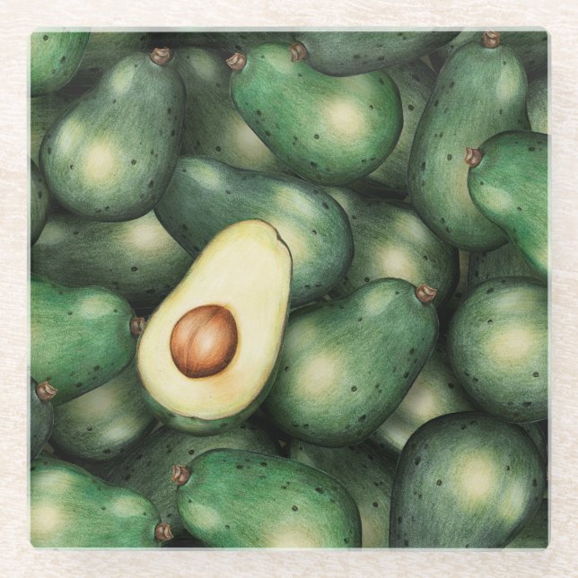 Avocado Pattern Glasuntersetzer (Vorderseite)