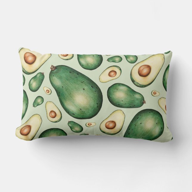 Avocado Pattern Lumbar Pillow Lendenkissen (Vorderseite)