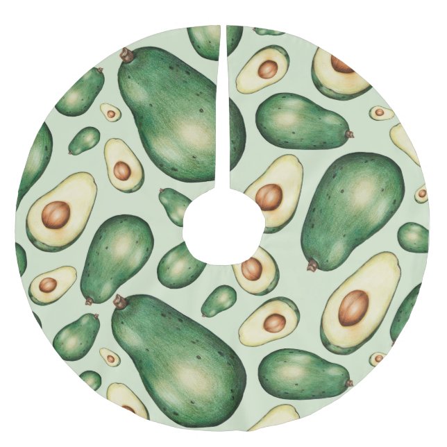 Avocado Pattern Polyester Weihnachtsbaumdecke (Vorderseite)