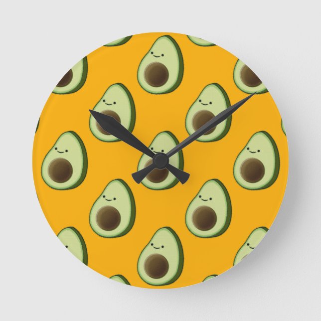 Avocado Pattern Runde Wanduhr (Vorderseite)