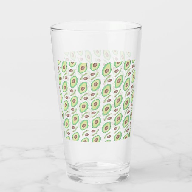 Avocado Pits Slices Fruit Hand Drawn Muster Glas (Rückseite)