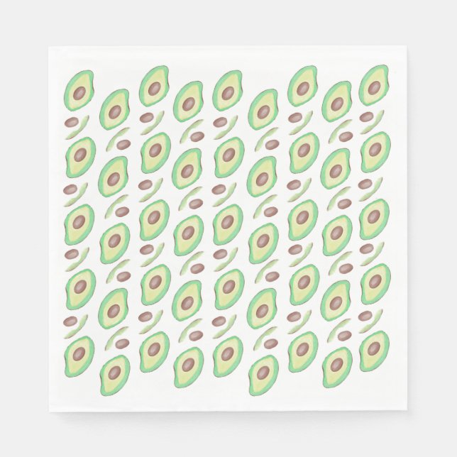 Avocado Pits Slices Fruit Hand Drawn Muster Serviette (Vorderseite)