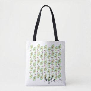 Avocado Pits Slices Fruit Hand Drawn Muster Tasche