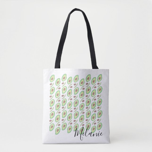 Avocado Pits Slices Fruit Hand Drawn Muster Tasche (Vorderseite)