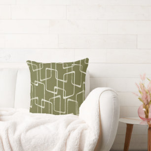 Avocado Retro Lino Print Geometrisches Muster Kissen