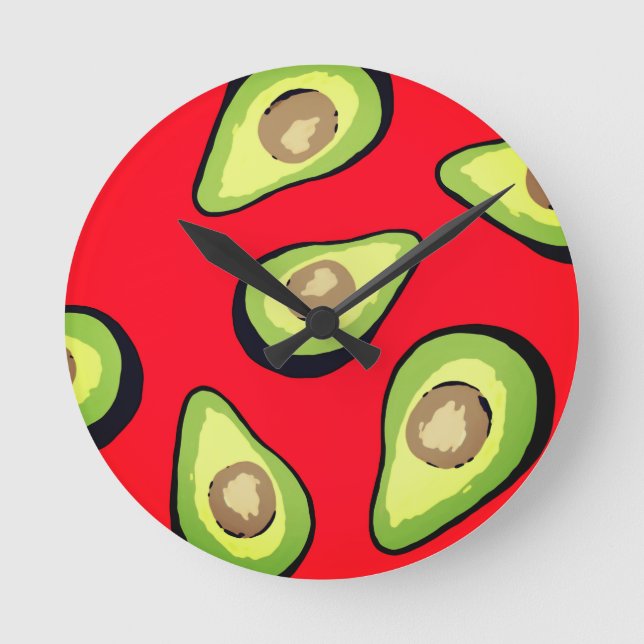 Avocado Runde Wanduhr (Vorderseite)