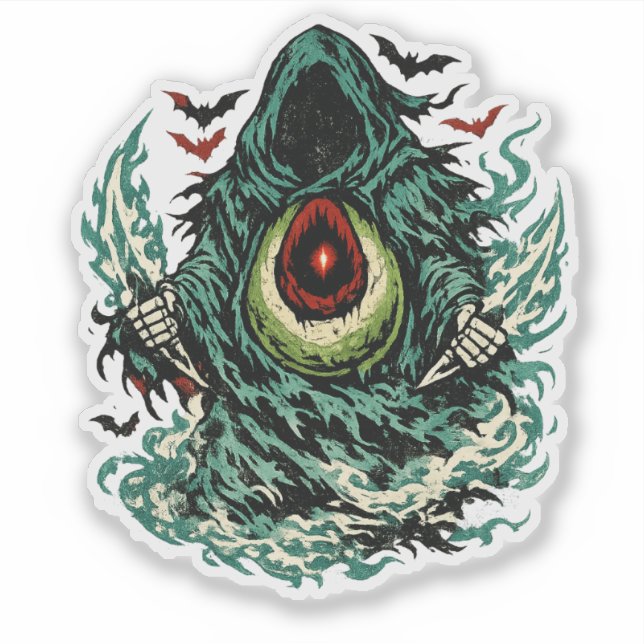 Avocado Schatten Phantom Halloween — Dunkle Retro- Aufkleber (Vorderseite)