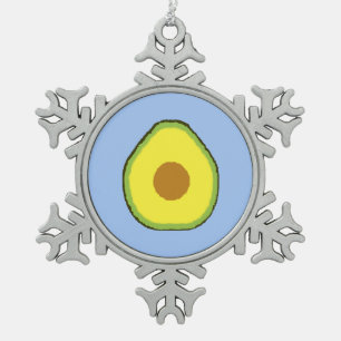 Avocado Schneeflocken Zinn-Ornament