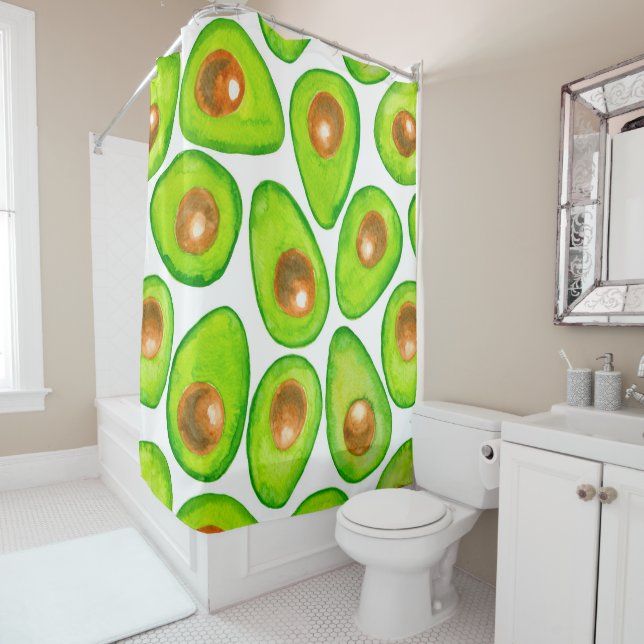Avocado schneidet Aquarellfarben Duschvorhang (Beispiel)