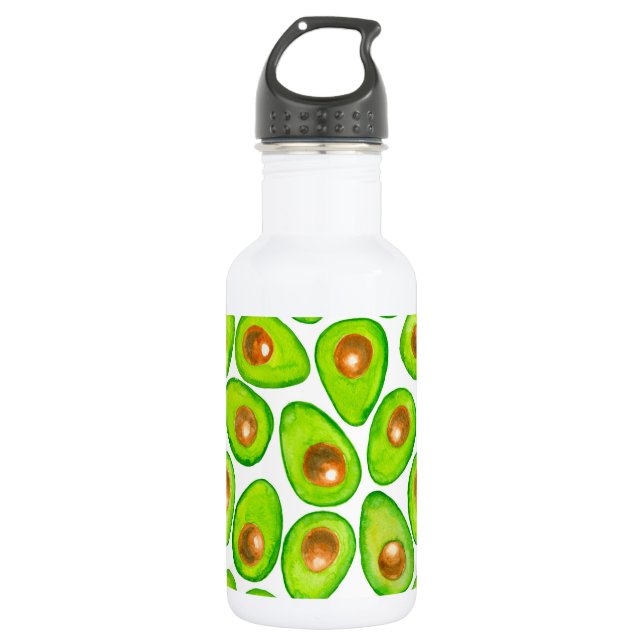 Avocado schneidet Aquarellfarben Edelstahlflasche (Vorderseite)